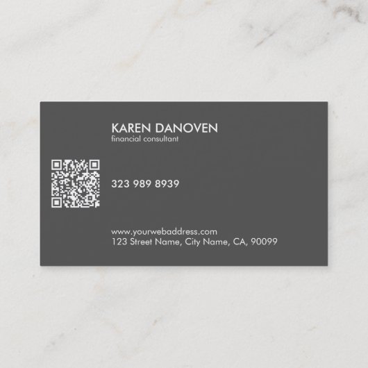 Modern Dark Gray Monogram Professional Visitenkarte (Rückseite)