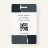 Modern Dark Gray Professional Employee Photo ID Ausweis (Rückseite)