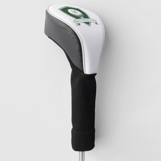 Modern Dark Green and White Initial Name Monogram Golf Headcover (angewinkelt)