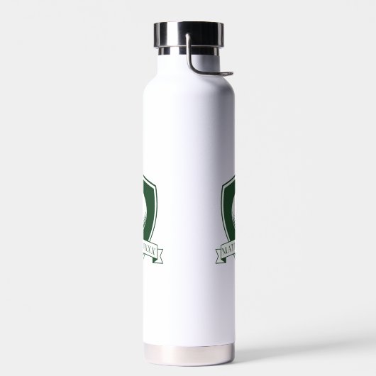 Modern Dark Green and White Name Initial Monogram Trinkflasche (Links)