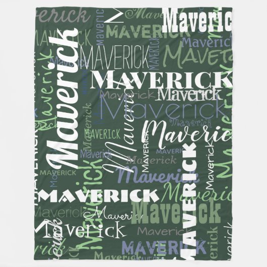 Modern Dark Green Long Name Repeating Pattern Fleecedecke (Vorderseite)