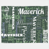 Modern Dark Green Long Name Repeating Pattern Fleecedecke (Vorderseite (Horizontal))