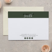 Modern Dark Green Script Flat Note Card Mitteilungskarte