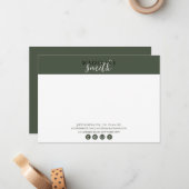 Modern Dark Green Script Flat Note Card Mitteilungskarte (Vorderseite/Rückseite Beispiel)