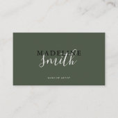 Modern Dark Green Script QR code Visitenkarte (Vorderseite)