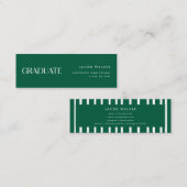 Modern Dark Green Striped Graduation Name Card Mini Visitenkarte (Vorne/Hinten)