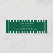 Modern Dark Green Striped Graduation Name Card Mini Visitenkarte (Rückseite)