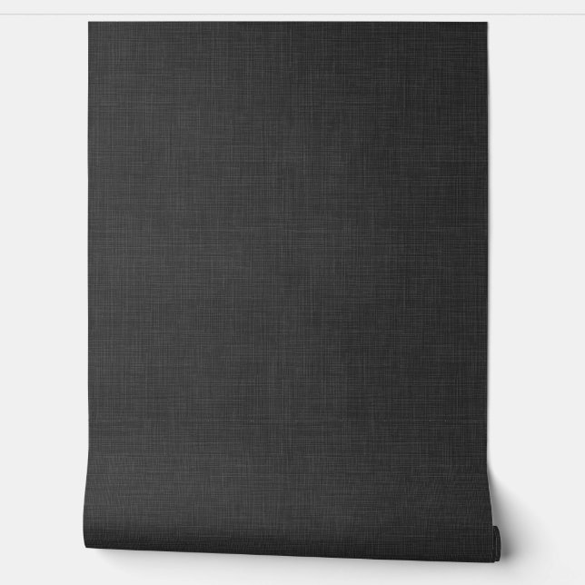 Modern Dark Moody Charcoal Linen Look Texture Tapete (Abrollen)