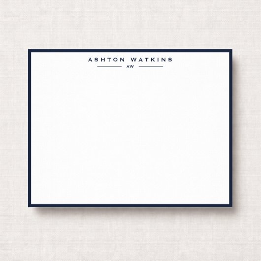 Modern Dark Navy Border Note Card Einladung