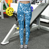 Modern Dark Pastel Light Azure Sparkling Glitter Leggings