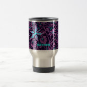 Modern Dark Purple Floral Pattern Personalised Reisebecher (Mittel)