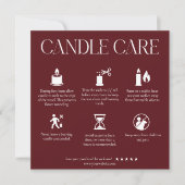 Modern Dark Red Candle Care Card Dankeskarte (Vorderseite)