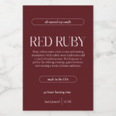 Modern Dark Red Candle Label Lebensmitteletikett (Einzelnes Label)