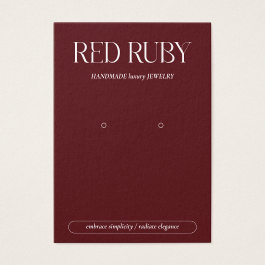 Modern Dark Red Earring Display Card (Vorderseite)