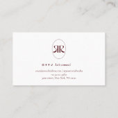 Modern Dark Red Minimalist Business Card Visitenkarte (Rückseite)