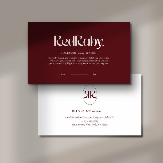 Modern Dark Red Minimalist Business Card Visitenkarte