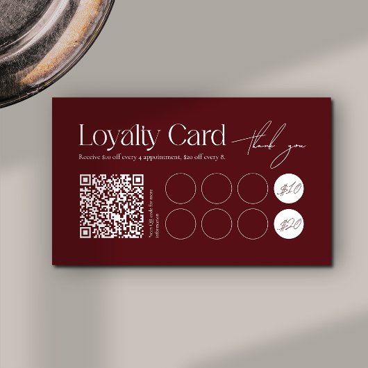 Modern Dark Red Minimalist Loyalty Card Treuekarte