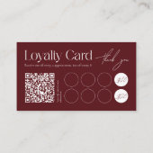 Modern Dark Red Minimalist Loyalty Card Treuekarte (Rückseite)