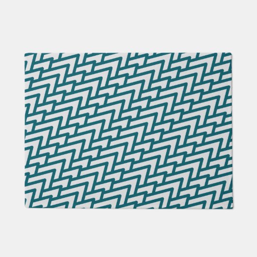 Modern Dark Teal Geometric Pattern on Light Gray Fußmatte (Vorderseite)