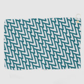 Modern Dark Teal Geometric Pattern on Light Gray Golfhandtuch (Horizontal)