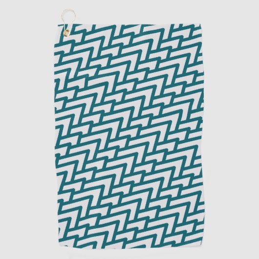 Modern Dark Teal Geometric Pattern on Light Gray Golfhandtuch (Vorderseite)