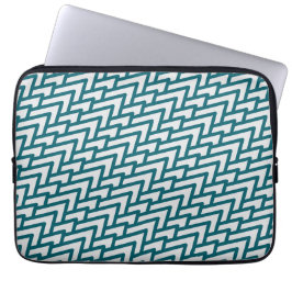 Modern Dark Teal Geometric Pattern on Light Gray Laptopschutzhülle
