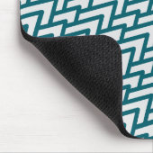 Modern Dark Teal Geometric Pattern on Light Gray Mousepad (Ecke)