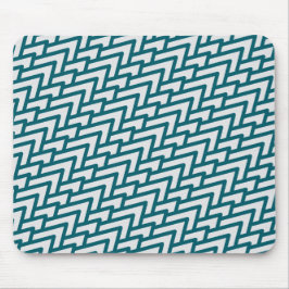 Modern Dark Teal Geometric Pattern on Light Gray Mousepad