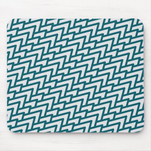 Modern Dark Teal Geometric Pattern on Light Gray Mousepad (Vorne)