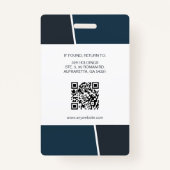 Modern Dark Teal Professional Employee Photo ID Ausweis (Rückseite)