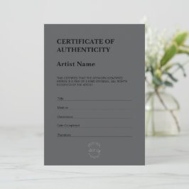 Modern Dark Theme Certificate of Authenticity Dankeskarte