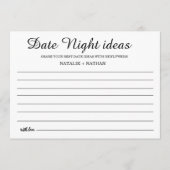 Modern Date Night Card Brautparty Game-Zeichen Hinweiskarte (Vorderseite)