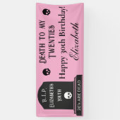 Modern Death to My 20s Pink 30 th Birthday Party Banner (Vertikal)