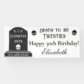 Modern Death to My 20s Skulls 30th Birthday Party Banner (Horizontal)
