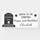 Modern Death to My 30s Skulls 40th Birthday Party Banner (Horizontal)
