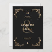 Modern Deco | Black and Gold Photo Back Wedding Save The Date (Vorderseite)