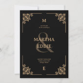 Modern Deco | Black and Gold Photo Back Wedding Save The Date (Vorderseite)