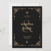 Modern Deco | Black and Gold Photo Back Wedding Save The Date (Vorderseite)