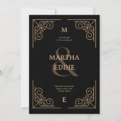 Modern Deco | Black and Gold Photo Back Wedding Save The Date (Vorderseite)