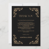 Modern Deco | Elegant Black and Gold Wedding Dankeskarte (Vorderseite)