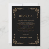 Modern Deco | Elegant Black and Gold Wedding Dankeskarte (Vorderseite)