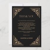 Modern Deco | Elegant Black and Gold Wedding Dankeskarte (Vorderseite)