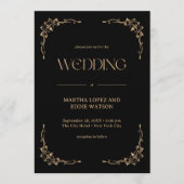 Modern Deco | Elegant Black and Gold Wedding Einladung (Vorderseite)