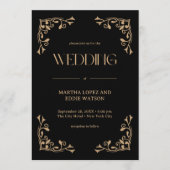 Modern Deco | Elegant Black and Gold Wedding Einladung (Vorderseite)