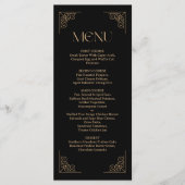 Modern Deco | Elegant Black and Gold Wedding Menükarte (Vorderseite)