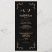 Modern Deco | Elegant Black and Gold Wedding Menükarte (Vorderseite)
