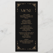 Modern Deco | Elegant Black and Gold Wedding Menükarte (Vorderseite)