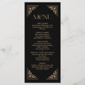 Modern Deco | Elegant Black and Gold Wedding Menükarte (Vorderseite)