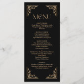 Modern Deco | Elegant Black and Gold Wedding Menükarte (Vorderseite)