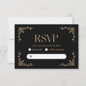 Modern Deco | Elegant Black and Gold Wedding RSVP Karte (Vorderseite)